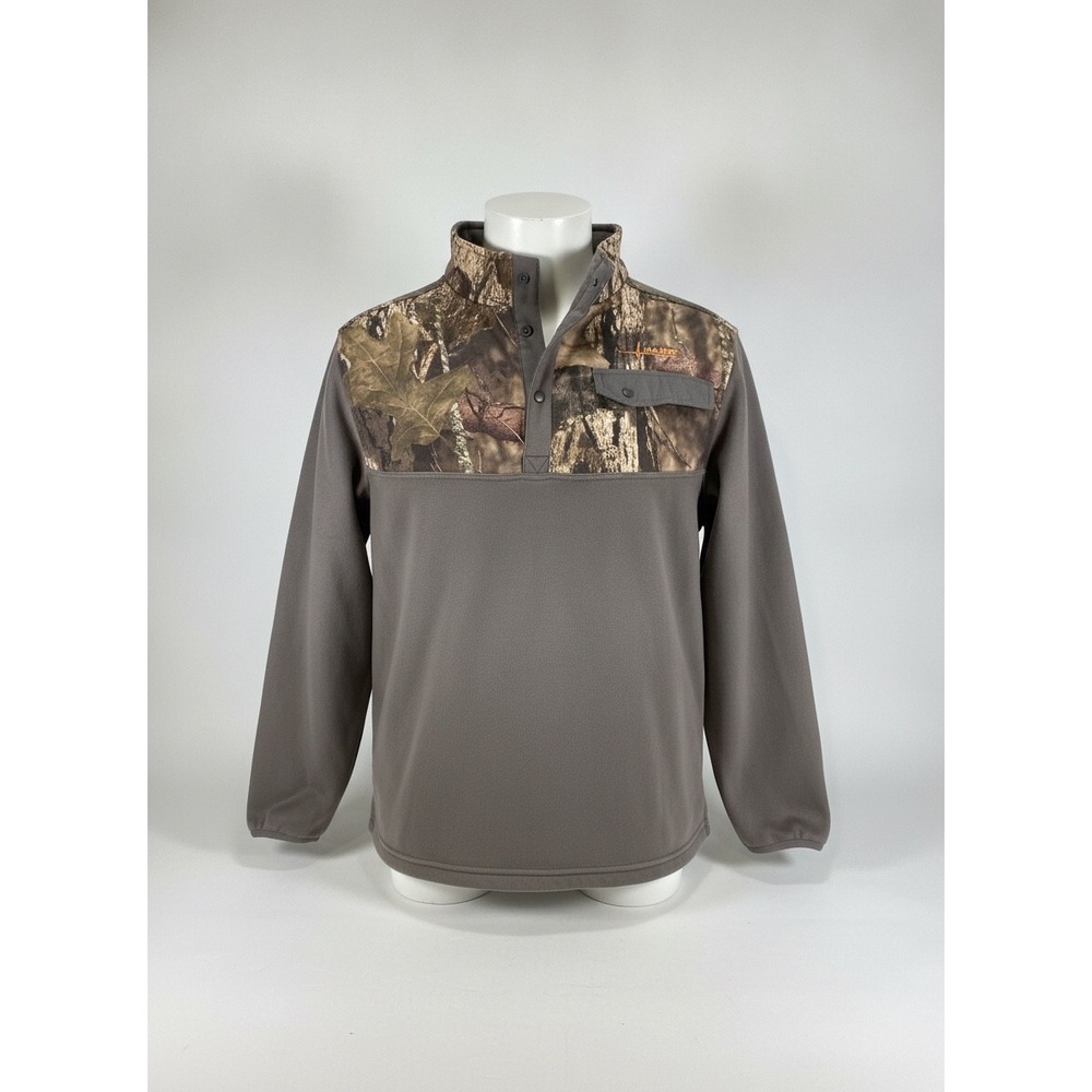 Habit Mens RealTree Edge Camo Fleece Pullover Quarter Snap Jacket Gray‎ Large